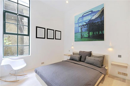 Schlafzimmer alten Lagerhaus-Wohnung in London (6)